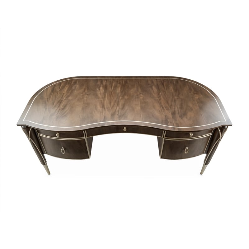 Pemberly Row Modern Transitional Wood Desk in Hazelnut Brown
