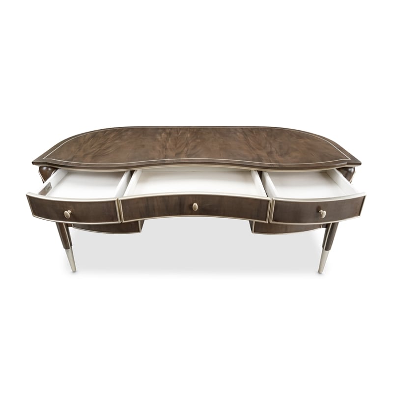 Pemberly Row Modern Transitional Wood Desk in Hazelnut Brown
