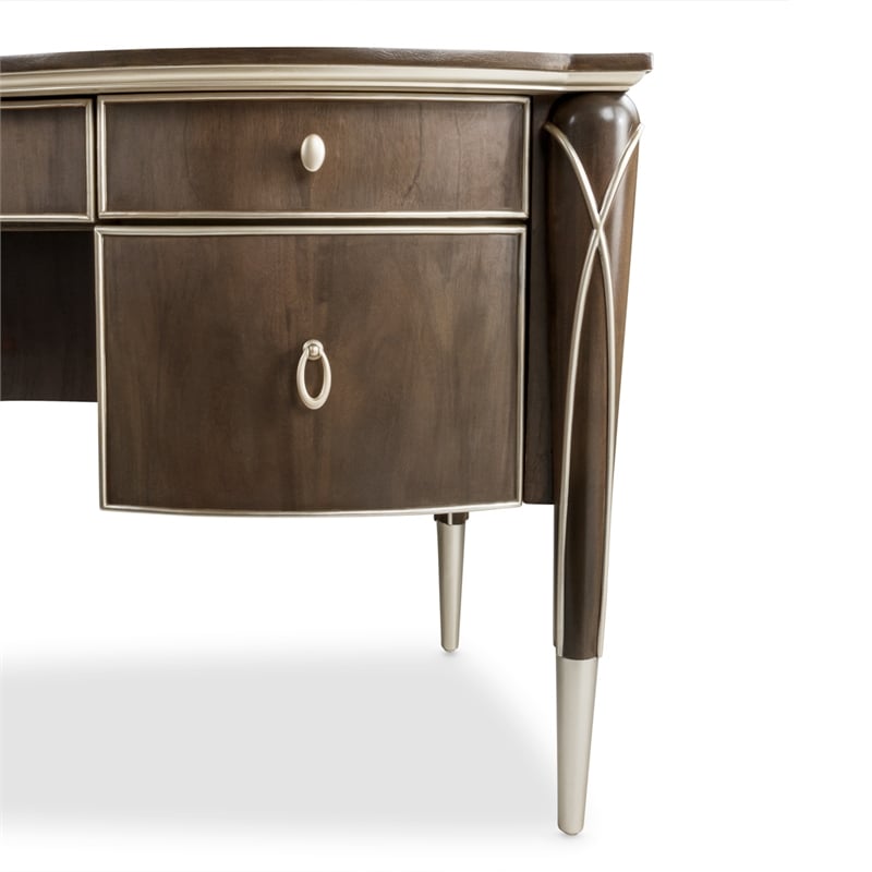 Pemberly Row Modern Transitional Wood Desk in Hazelnut Brown