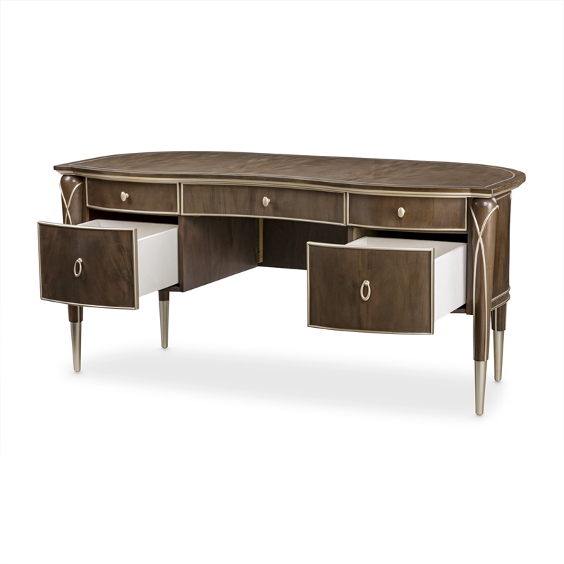 Pemberly Row Modern Transitional Wood Desk in Hazelnut Brown