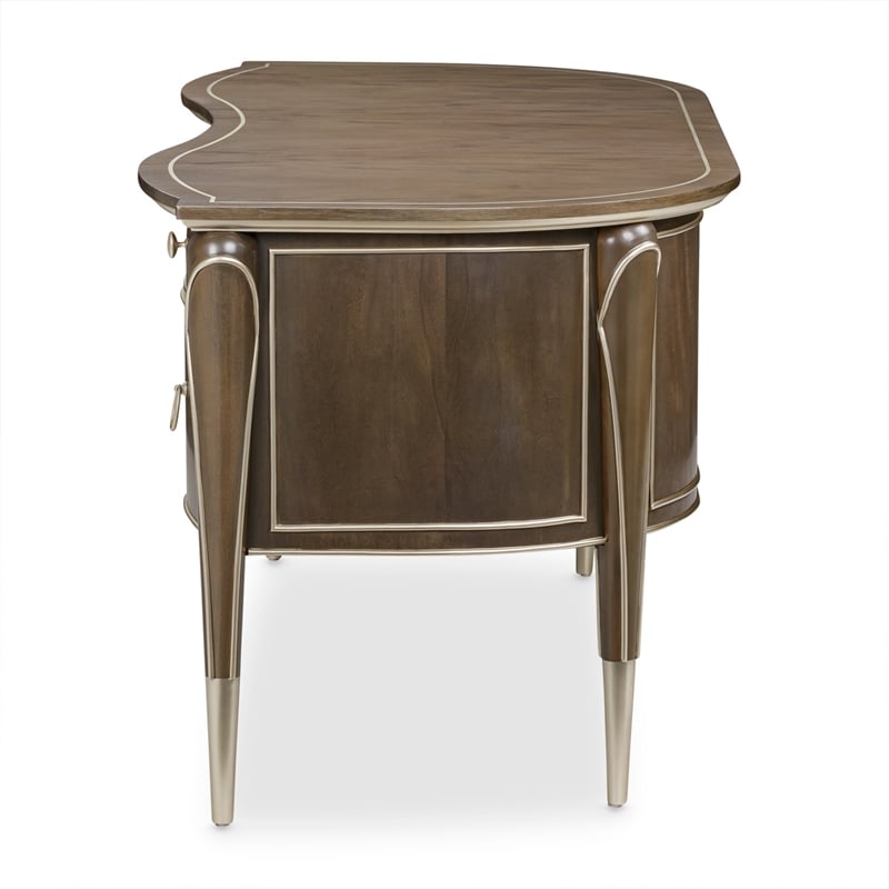 Pemberly Row Modern Transitional Wood Desk in Hazelnut Brown