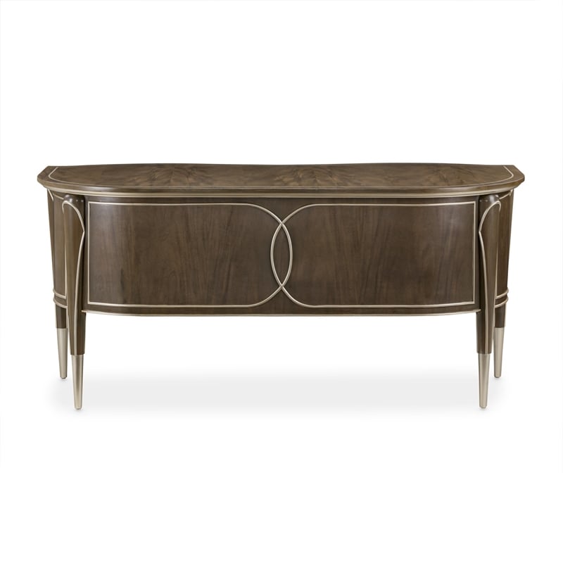 Pemberly Row Modern Transitional Wood Desk in Hazelnut Brown