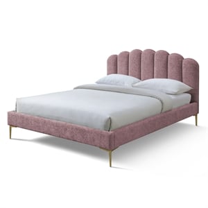 Pemberly Row Modern Fabric Upholstered Queen Platform Bed in Ash Rose Pink