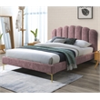 Pemberly Row Modern Fabric Upholstered Queen Platform Bed in Ash Rose Pink