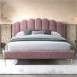 Pemberly Row Modern Fabric Upholstered Queen Platform Bed in Ash Rose Pink