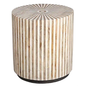 Pemberly Row Contemporary 21&quot Round Wood End Table in Off White