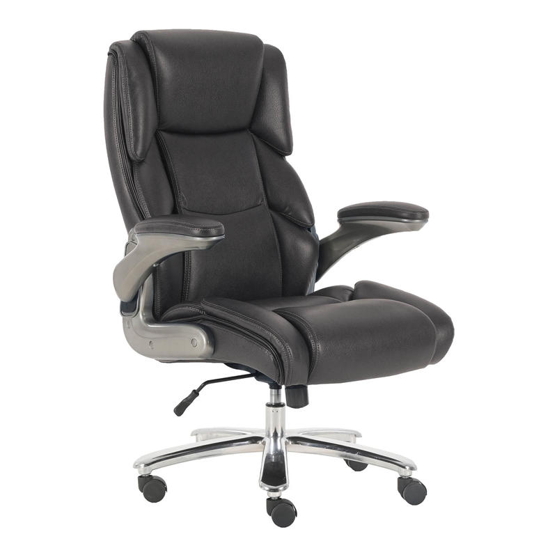 Pemberly Row Fabric Heavy Duty Desk Chair with Casters in Black Finish