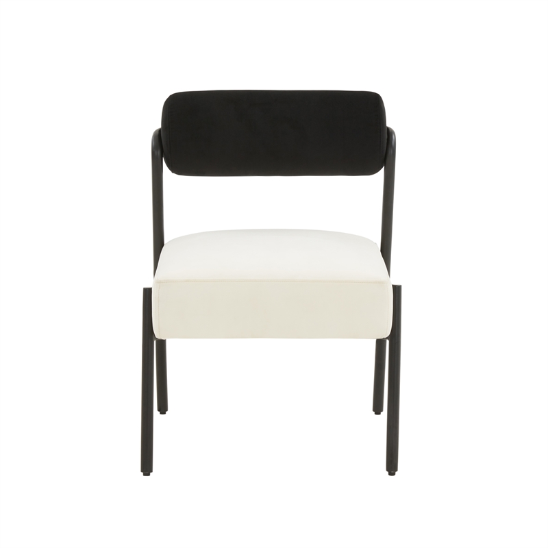 Pemberly Row Transitional Velvet Accent Chair in Cream Finish