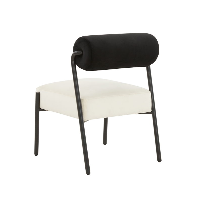 Pemberly Row Transitional Velvet Accent Chair in Cream Finish