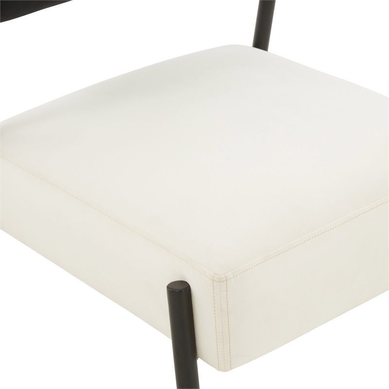 Pemberly Row Transitional Velvet Accent Chair in Cream Finish