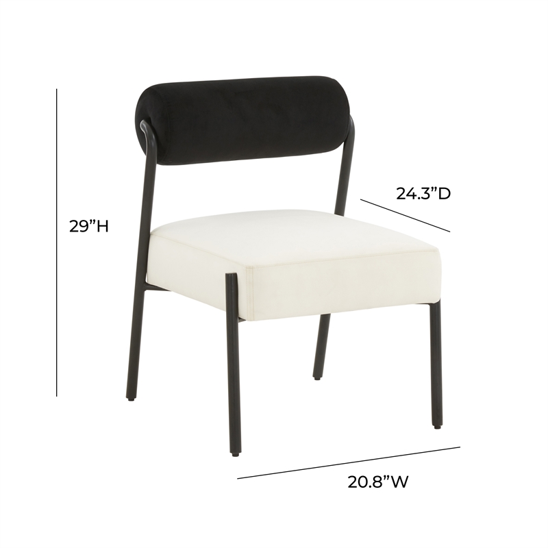 Pemberly Row Transitional Velvet Accent Chair in Cream Finish