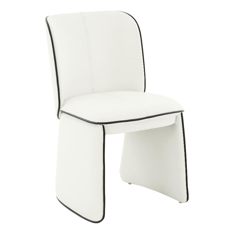 Pemberly Row Modern Faux Leather Dining Chair in Cream Finish