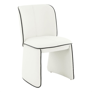 Pemberly Row Modern Faux Leather Dining Chair in Cream Finish