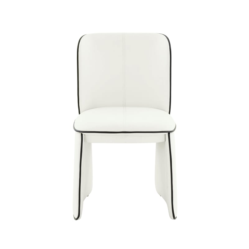 Pemberly Row Modern Faux Leather Dining Chair in Cream Finish