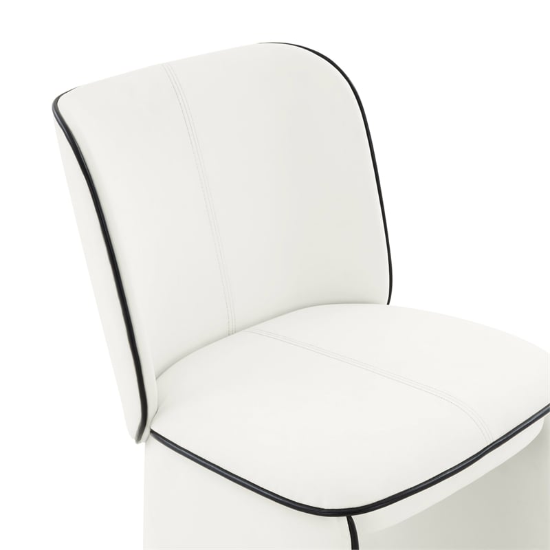 Pemberly Row Modern Faux Leather Dining Chair in Cream Finish