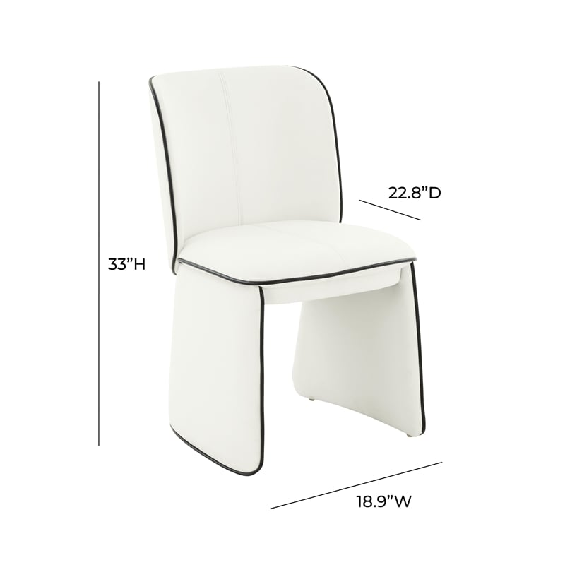 Pemberly Row Modern Faux Leather Dining Chair in Cream Finish