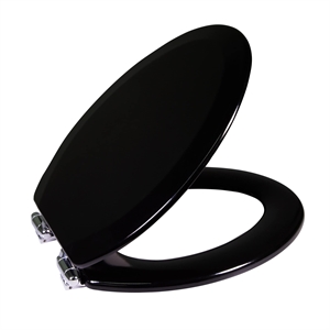 Pemberly Row Modern Elongated Wood Toilet Seat in Black Finish