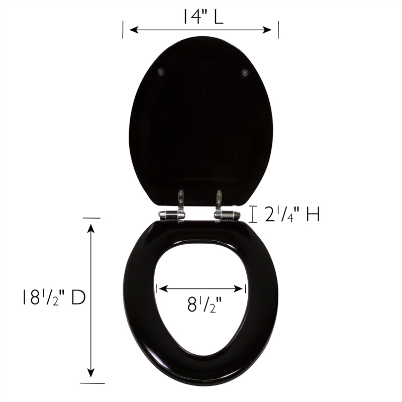 Pemberly Row Modern Elongated Wood Toilet Seat in Black Finish