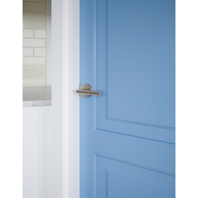 Pemberly Row Modern Metal Dummy Door Lever in Satin Nickel/Silver
