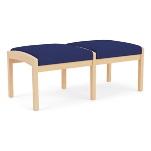 Pemberly Row 18&quot 2-Seat Fabric Reception Bench in Cobalt Blue/Natural