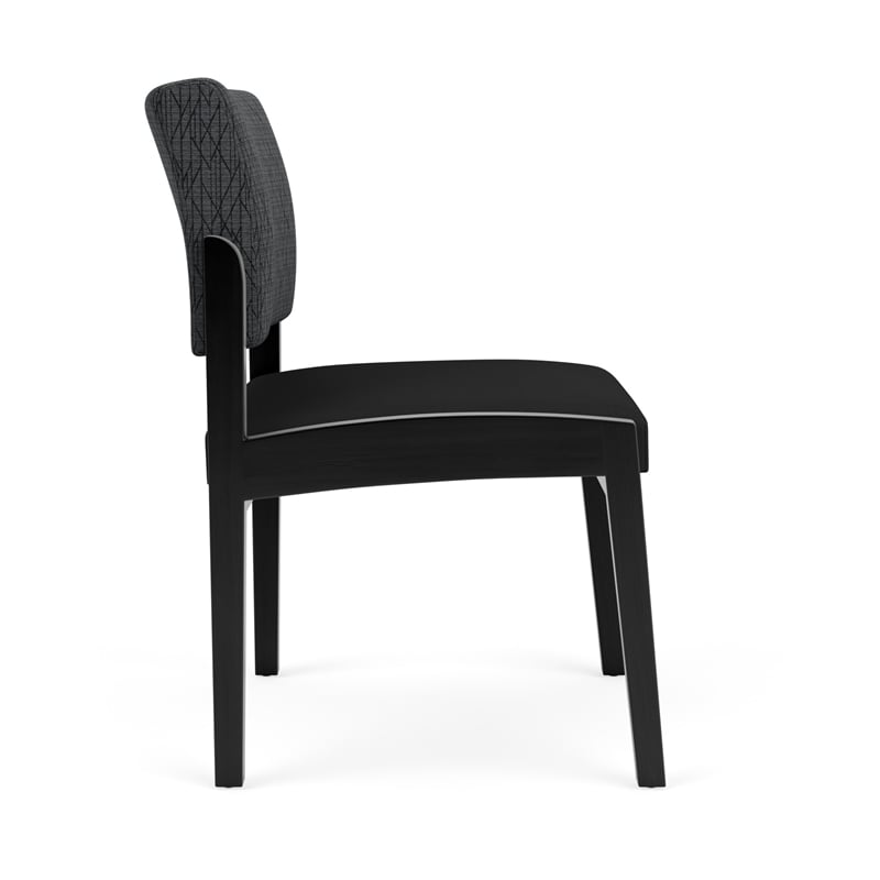 Pemberly Row Polyurethane Reception Armless Guest Chair in Black
