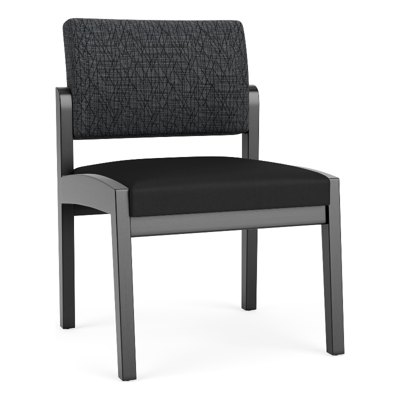 Pemberly Row Polyurethane Reception Armless Guest Chair in Black