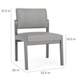 Pemberly Row Fabric Reception Armless Guest Chair in Black/Walnut