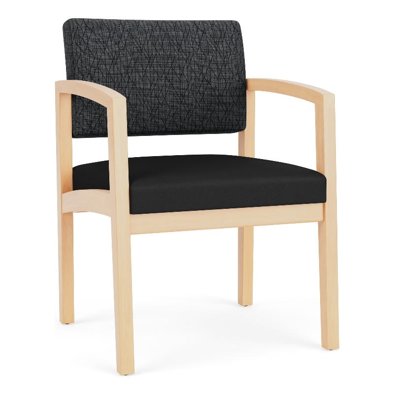 Pemberly Row Polyurethane Reception Guest Chair in Natural/Black