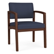 Pemberly Row Polyurethane Reception Guest Chair in Blue/Walnut