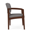 Pemberly Row Polyurethane Reception Guest Chair in Gray/Walnut