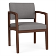 Pemberly Row Polyurethane Reception Guest Chair in Gray/Walnut