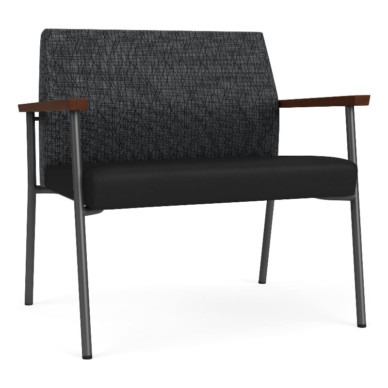 Pemberly Row Metal/Polyurethane Reception Bariatric Chair in Charcoal/Black