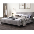 Pemberly Row Upholstered Mid-Century Fabric King Platform Bed in Gray