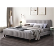 Pemberly Row Upholstered Mid-Century Fabric King Platform Bed in Gray