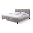 Pemberly Row Upholstered Mid-Century Fabric King Platform Bed in Gray