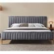 Pemberly Row Upholstered Contemporary Fabric King Platform Bed in Charcoal