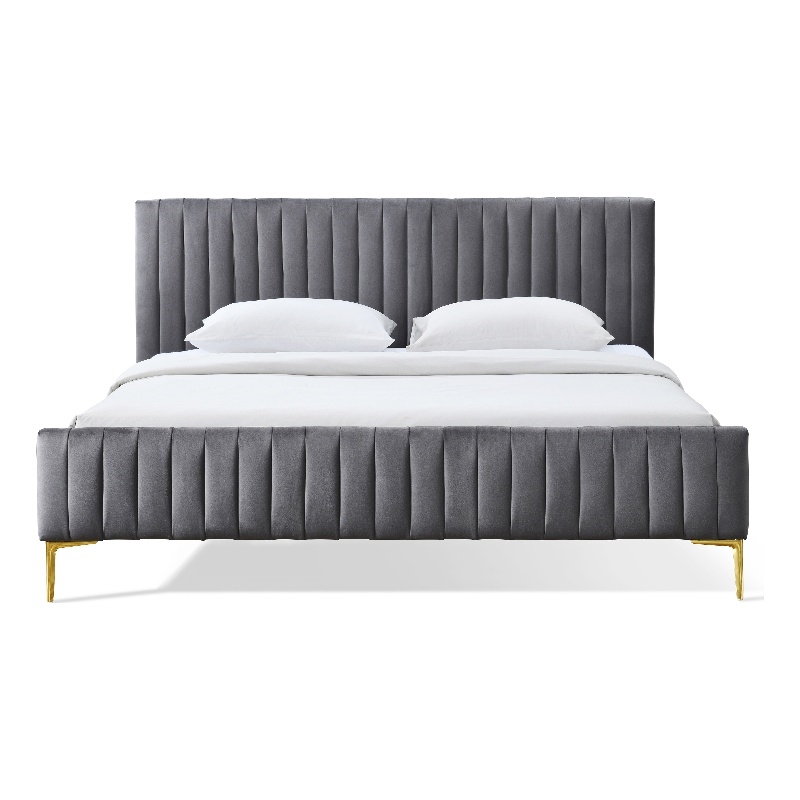 Pemberly Row Upholstered Contemporary Fabric King Platform Bed in Charcoal