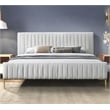 Pemberly Row Upholstered Modern Fabric King Platform Bed in White Boucle