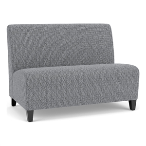 Pemberly Row Fabric Lounge Reception Armless Loveseat in Gray/Black