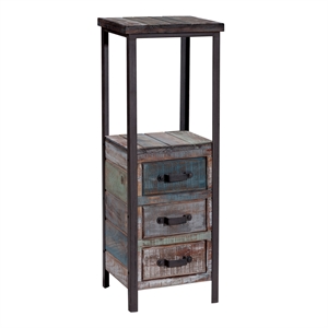 Pemberly Row Modern Mid-Century Solid Wood/Steel Table in Blue