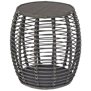 Pemberly Row Modern Transitional Rattan End Table in Gray/Espresso