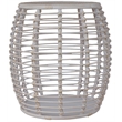 Pemberly Row Transitional Rattan End Table in Whitewashed/Espresso