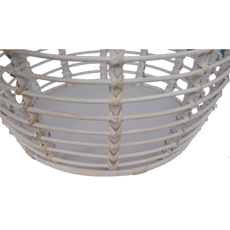 Pemberly Row Transitional Rattan End Table in Whitewashed/Espresso