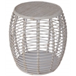 Pemberly Row Transitional Rattan End Table in Whitewashed/Espresso
