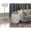 Pemberly Row Modern Tall Wood Drum Accent Table in Whitewashed