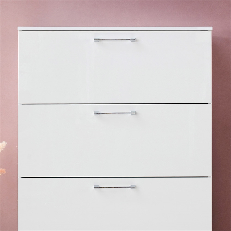Pemberly Row Glossy 4-Drawer Engineered Wood Jumbo Chest in White
