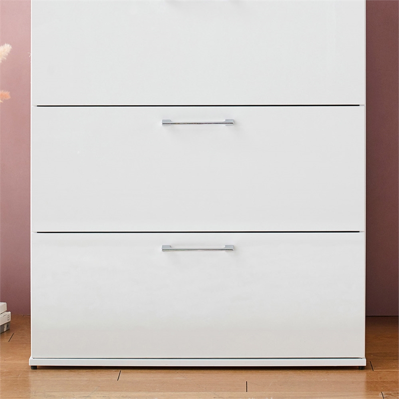 Pemberly Row Glossy 4-Drawer Engineered Wood Jumbo Chest in White