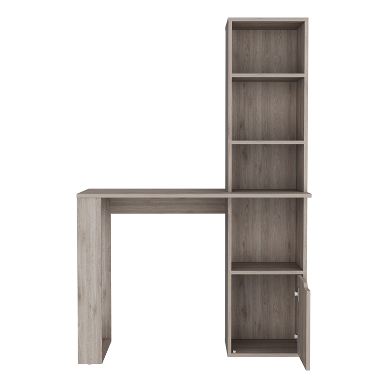 Pemberly Row Engineered Wood Writing Desk w/ Bookcase and Cabinet in Gray