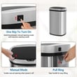 Pemberly Row Modern Stainless Steel Kitchen Trash Can in Silver