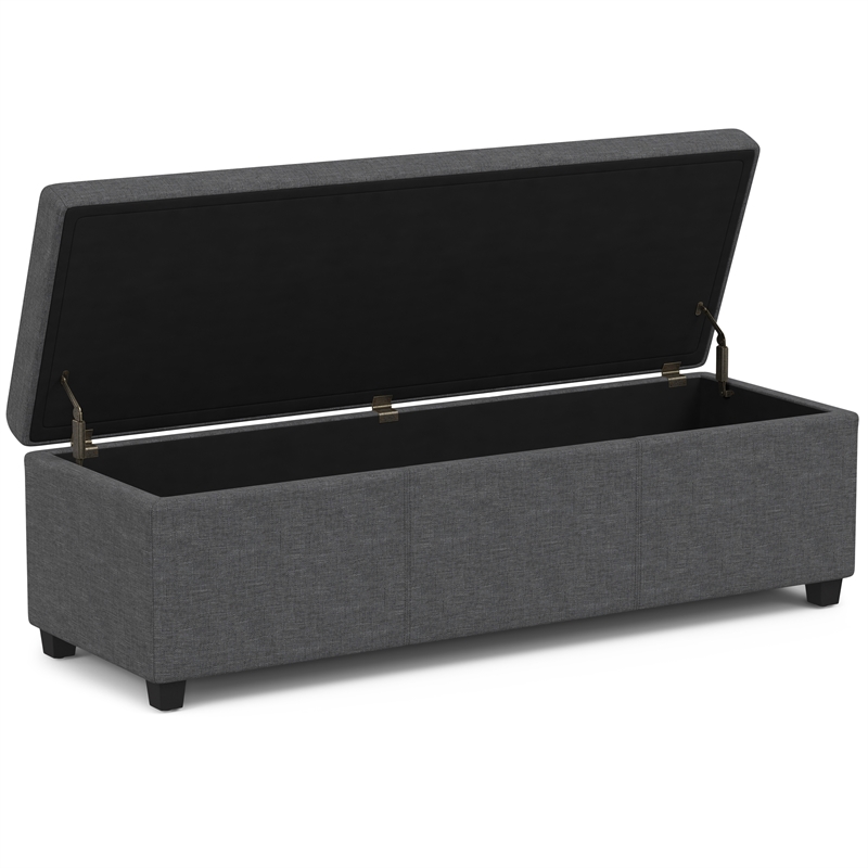 Pemberly Row Contemporary Fabric & Wood Storage Ottoman Bench in Gray